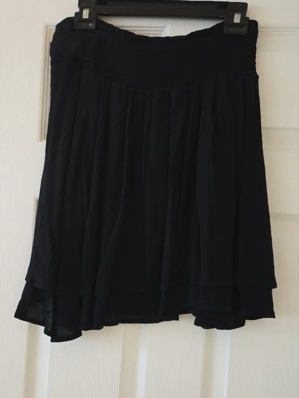 Free People Black Mini Skirt with Subtle Ruffle Hem